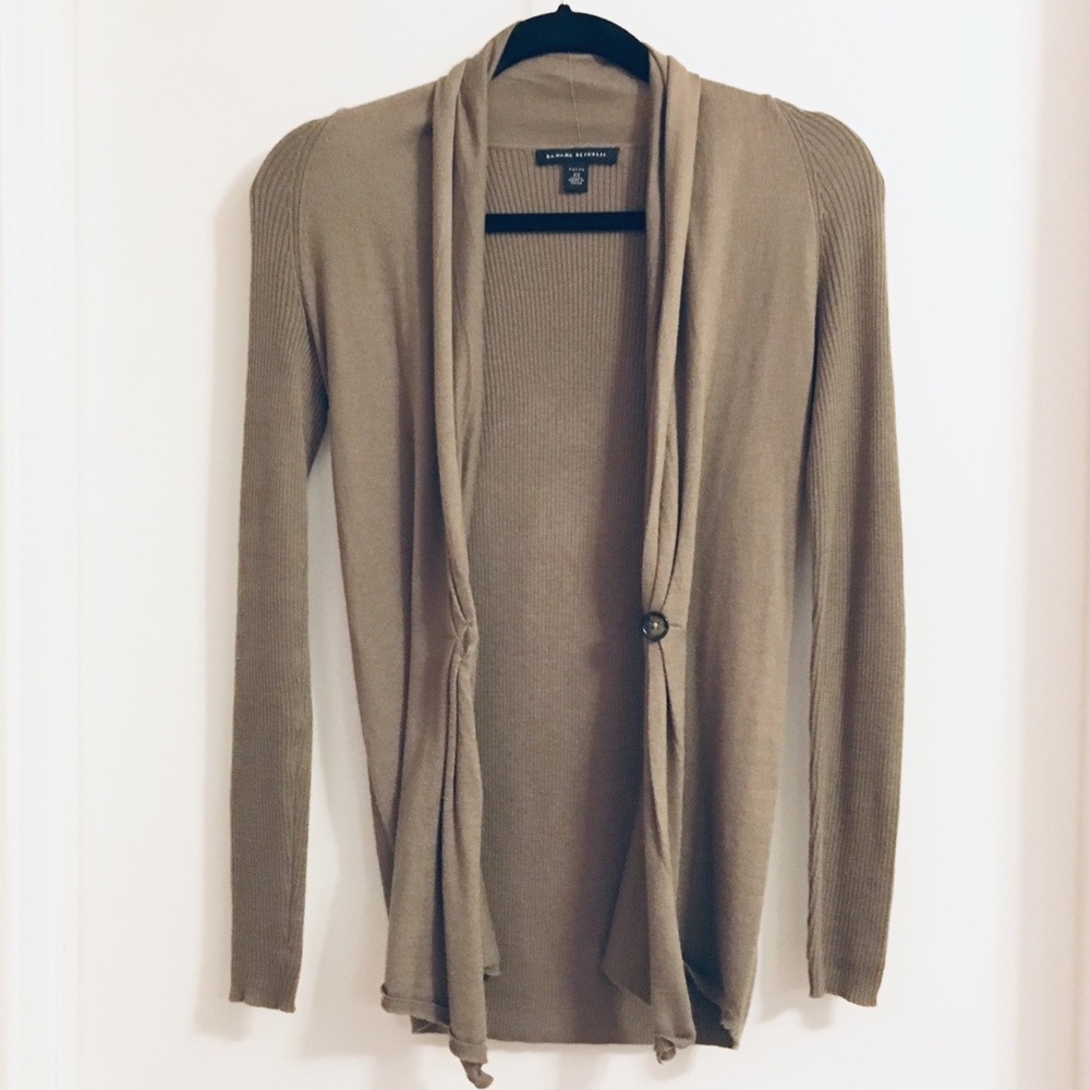 BANANA REPUBLIC SILK-BLEND KNIT CARDIGAN - Picture 3 of 7